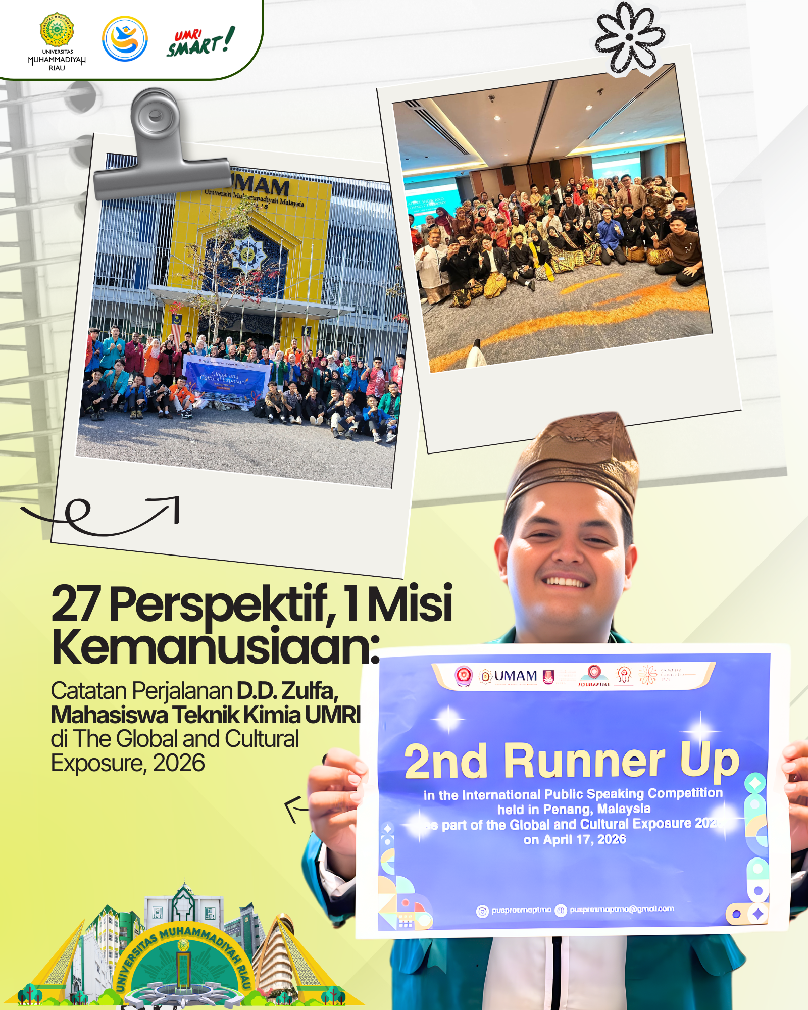 27 Perspektif, 1 Misi Kemanusiaan: Catatan Perjalanan D.D. Zulfa di The Global and Cultural Exposure 2026